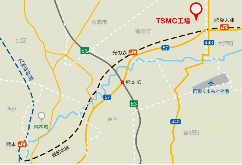 TMSC工場の周辺地図